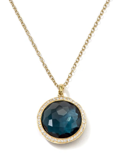 Ippolita 18k Yellow Gold London Blue Topaz & Diamond Pendant Necklace, 16-18 In London Bl Topaz