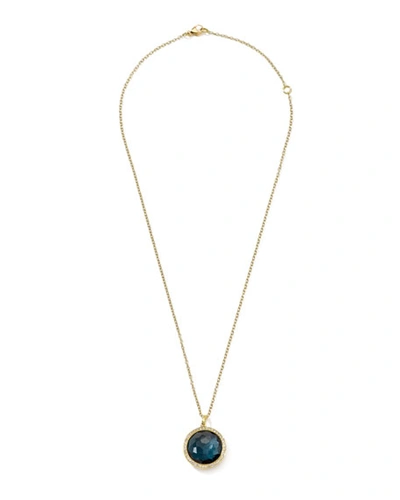 Ippolita 18k Yellow Gold London Blue Topaz & Diamond Pendant Necklace, 16-18 In London Bl Topaz