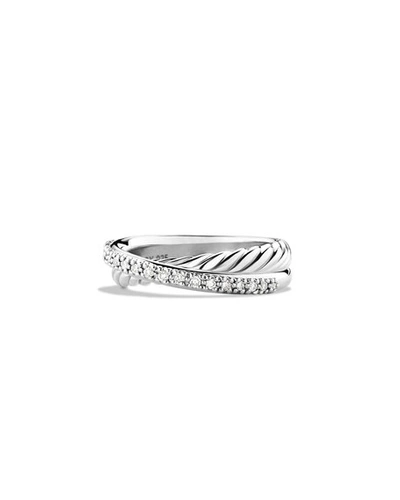 Shop David Yurman Crossover Ring With Diamonds In Pave Diamonds