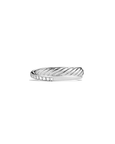 Shop David Yurman Crossover Ring With Diamonds In Pave Diamonds