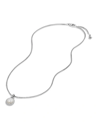 Shop David Yurman Petite Cerise Pearl Pendant Necklace W/pave Diamonds In Pearl & Diamonds