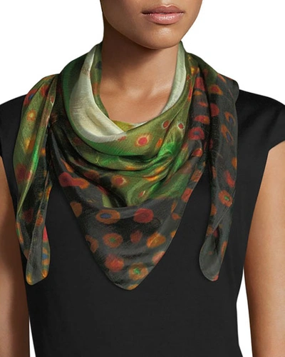 Shop Mila & Such Do Not Vine Square Silk Scarf, 100cm In Green Pattern