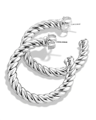 Shop David Yurman Cable Classics Hoop Earrings In Sterling Silver