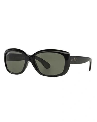 Shop Ray Ban Gradient Nylon Rectangle Sunglasses In Black/green Polar