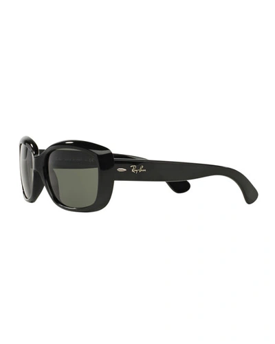 Shop Ray Ban Gradient Nylon Rectangle Sunglasses In Black/green Polar