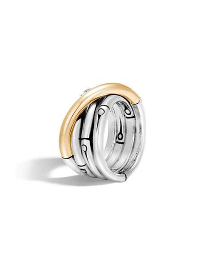 Shop John Hardy Bamboo 18k Gold & Silver Ring In Yellow/silver