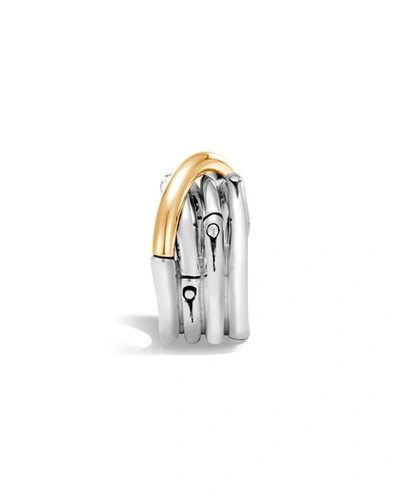 Shop John Hardy Bamboo 18k Gold & Silver Ring In Yellow/silver