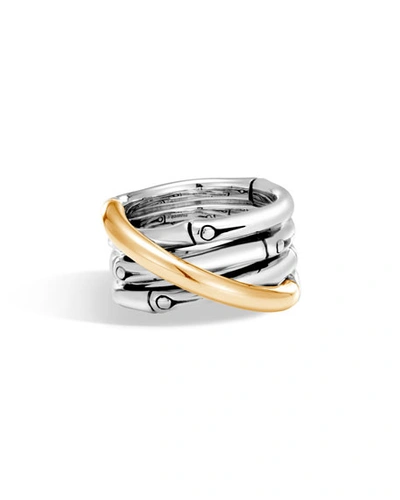 Shop John Hardy Bamboo 18k Gold & Silver Ring In Yellow/silver