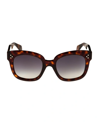 Celine Square Polarized Acetate Sunglasses, Blue Pattern In Brown Pattern