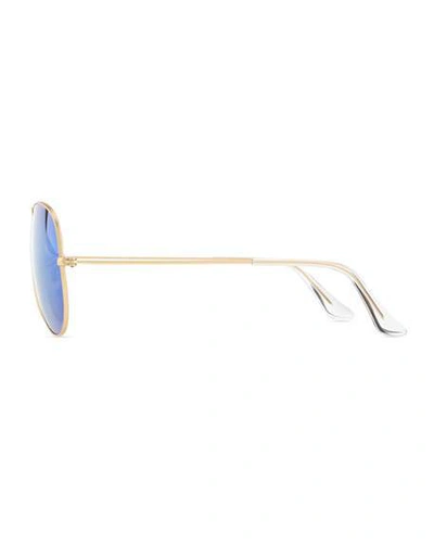 Shop Ray Ban Mirrored Aviator Sunglasses In Gold/blue Mirror