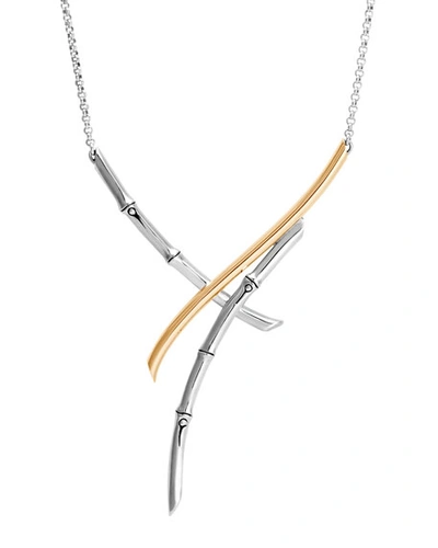 Shop John Hardy Bamboo Silver Necklace W/ 18k Gold In Yellow/silver