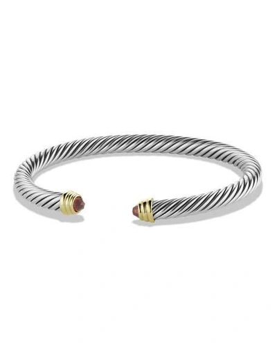 Shop David Yurman Cable Bracelet With Diamonds In Silver, 5mm In Garnet