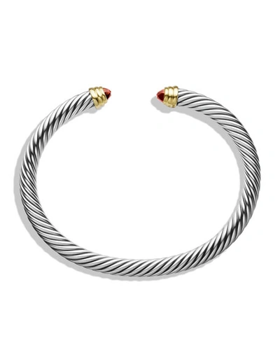 Shop David Yurman Cable Bracelet With Diamonds In Silver, 5mm In Garnet