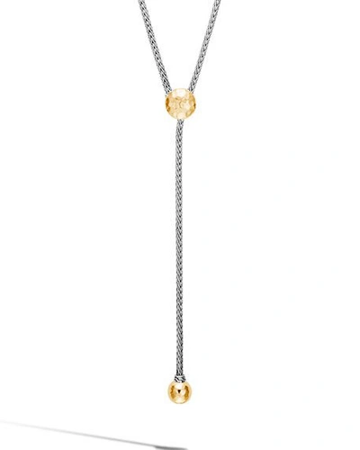 Shop John Hardy Classic Chain Hammered Gold & Silver Y-shaped Slider Necklace In Yellow/silver