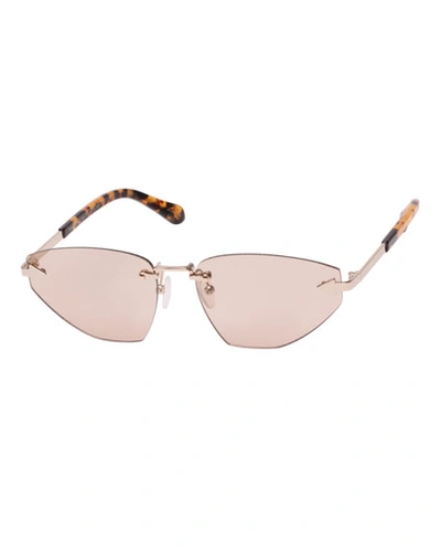 Shop Karen Walker Heartache Rimless Cat-eye Sunglasses In Gold/tortoise