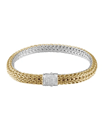 Shop John Hardy Classic Chain Gold & Silver Small Reversible Bracelet In Gold And Silver