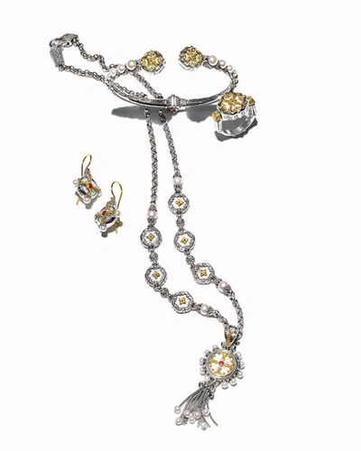 Shop Konstantino Hestia Pearl & Ruby Drop Earrings In Yellow/silver