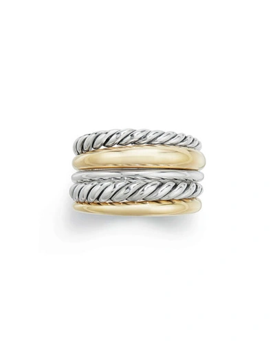 Shop David Yurman Pure Form Wide Ring With 18k Gold In Yellow/silver
