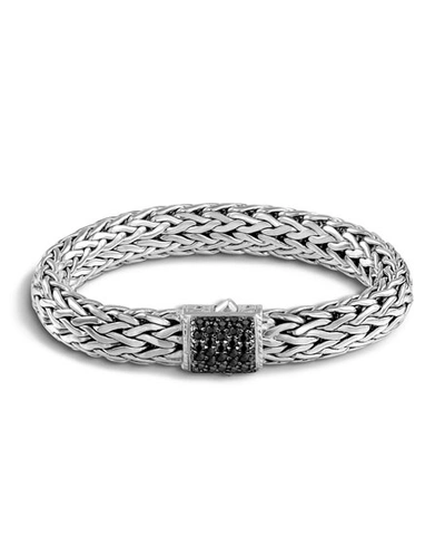 Shop John Hardy Silver Classic Chain Bracelet W/ Pave Clasp In Black Sapphire