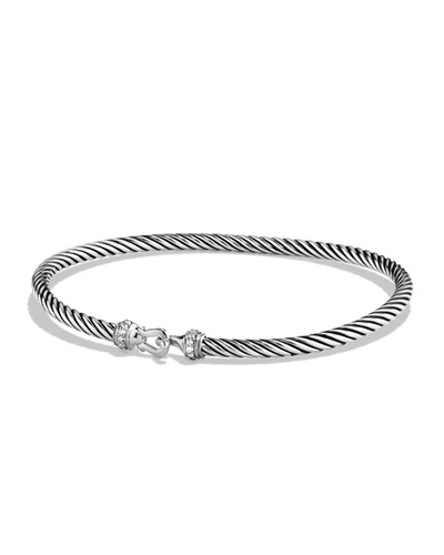 Shop David Yurman 3mm Cable Buckle Bracelet With Diamonds In Pave Diamonds