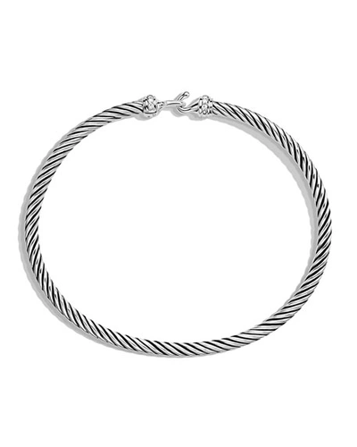 Shop David Yurman 3mm Cable Buckle Bracelet With Diamonds In Pave Diamonds