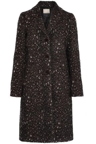 Shop By Malene Birger Woman Leopard-jacquard Coat Black