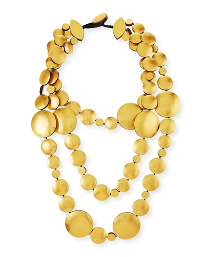 Shop Viktoria Hayman Triple-strand Golden Foil Disc Necklace In Yellow Metallic