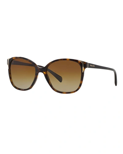 Shop Prada Square Gradient Arrow-edge Sunglasses In Brown Pattern
