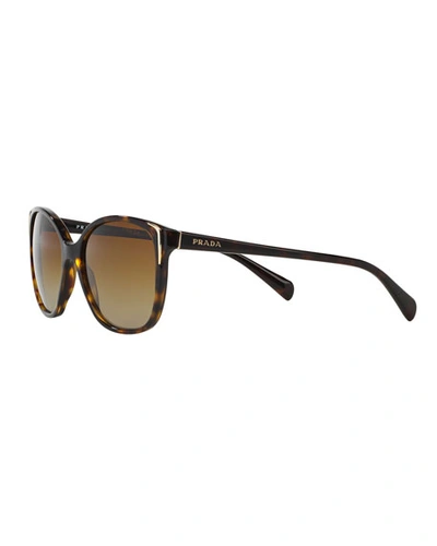 Shop Prada Square Gradient Arrow-edge Sunglasses In Brown Pattern