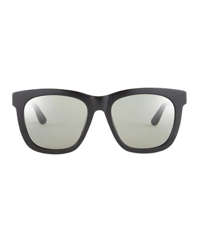 Shop Saint Laurent Men's Sl M24k Oversize Square Acetate Sunglasses In Black Pattern