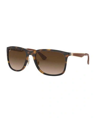 Shop Ray Ban Men's Square Gradient Propionate Sunglasses In Brown Pattern