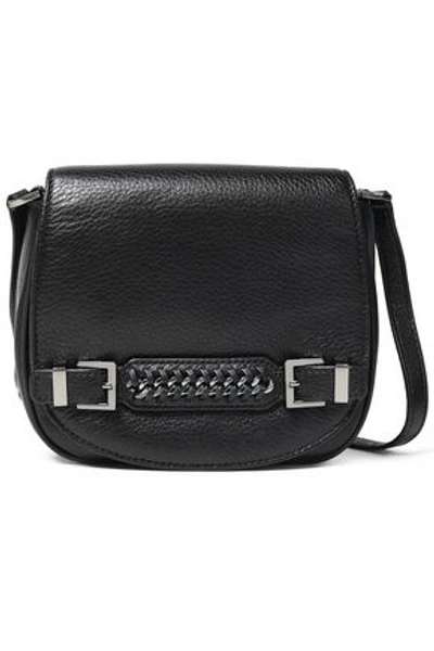 Shop Diane Von Furstenberg Woman Iggy Chain-embellished Textured-leather Shoulder Bag Black