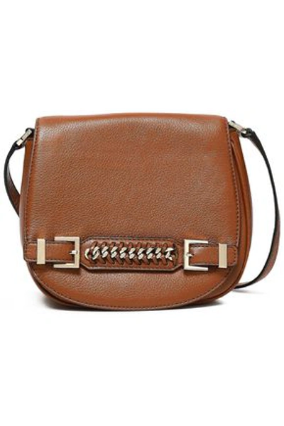 Shop Diane Von Furstenberg Woman Chain-embellished Textured-leather Shoulder Bag Light Brown