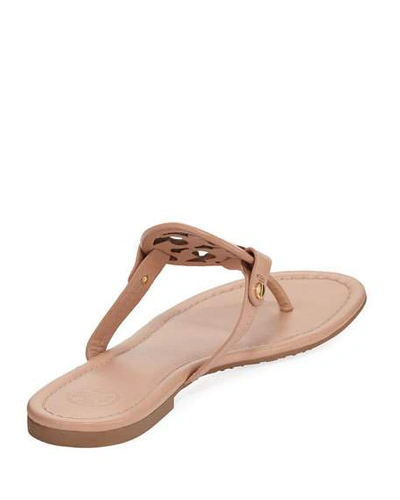 Tory Burch Miller Medallion Metallic Leather Flat Slide Sandal In Light Make Up