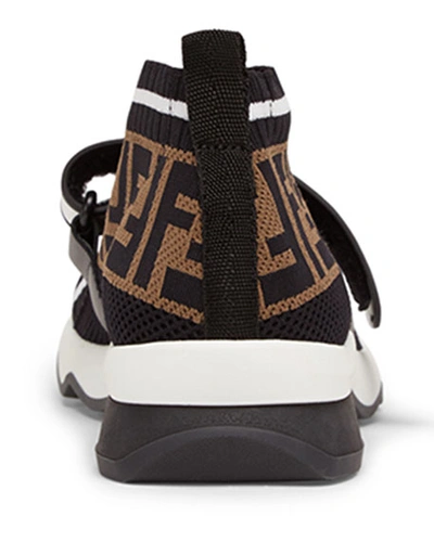 Shop Fendi Rockoko Ff Knit Sneakers In Nero+tabacco Nero