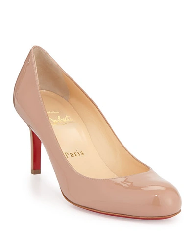 Shop Christian Louboutin Simple Patent Red Sole Pumps In Nude