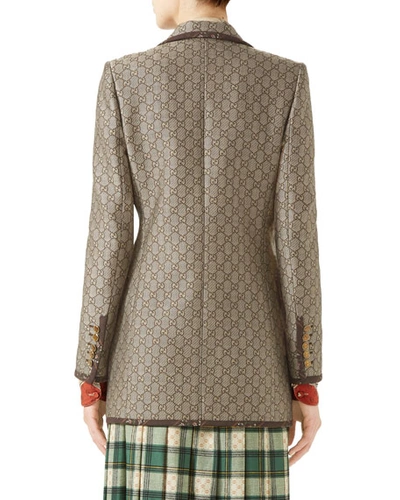 Shop Gucci Jacquard Wool-canvas Jacket In Brown Pattern