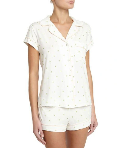 Shop Eberjey Giving Palm Short Pajama Set In White Pattern
