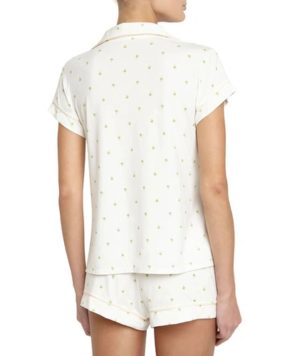 Shop Eberjey Giving Palm Short Pajama Set In White Pattern