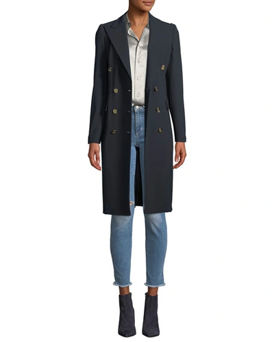 Shop Ralph Lauren Wellesley Double-breasted Wool Coat Dress In Navy