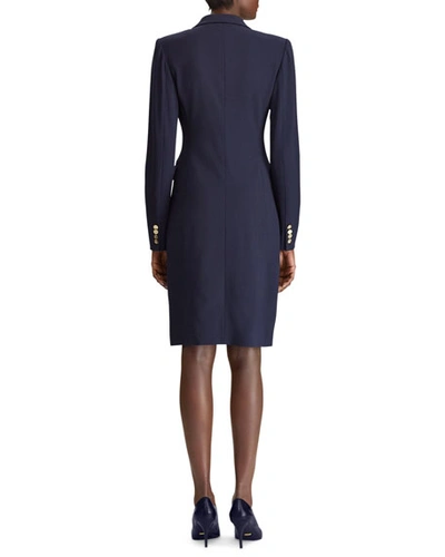 Shop Ralph Lauren Wellesley Double-breasted Wool Coat Dress In Navy