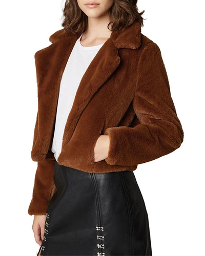 Shop Blanknyc Cropped Faux-fur Open-front Jacket In Milk Chocolate