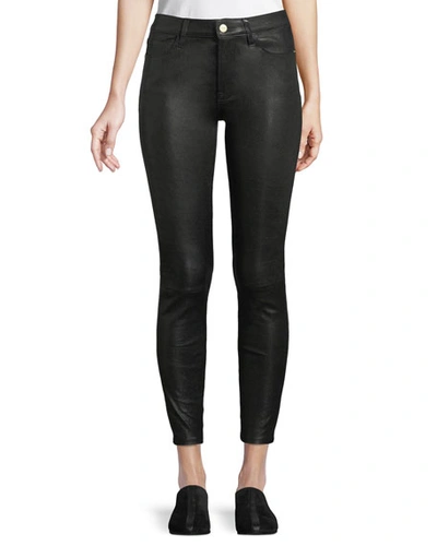 Shop Frame Le High Skinny Leather Pants In Black