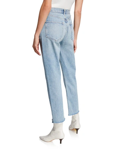 Shop Agolde Riley High-rise Straight Crop Stagger Jeans In Zephyr