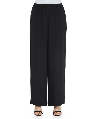 Shop Eskandar Flare Wide-leg Silk Trousers In Black