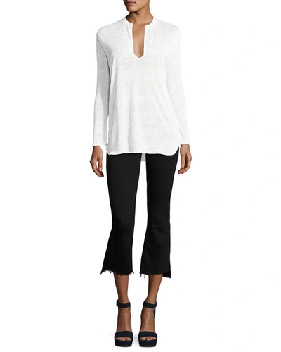 Mother The Insider Crop Distressed High-rise Flared Jeans In Not Guilty