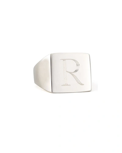 Shop Sarah Chloe Letter-engraved Silver Square Signet Ring