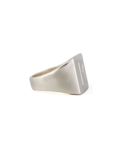Shop Sarah Chloe Letter-engraved Silver Square Signet Ring