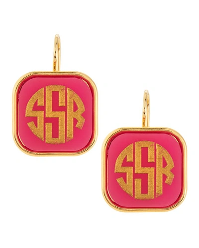 Shop Moon And Lola Monogrammed Square-drop Acrylic Earrings In Violet