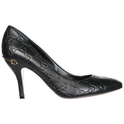 Gucci Women's Leather Pumps Court Shoes High Heel In Black | ModeSens